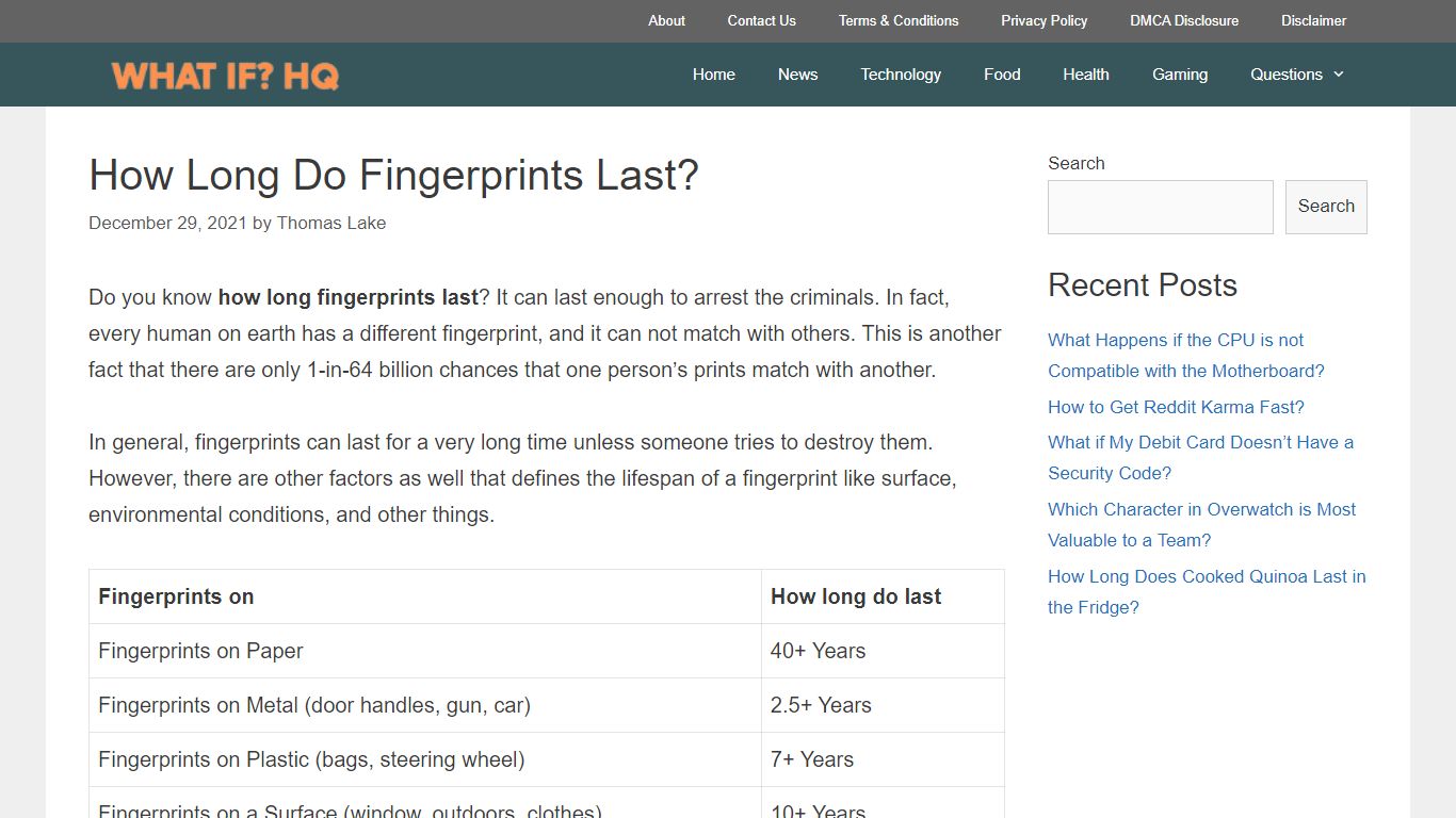 How Long Do Fingerprints Last?